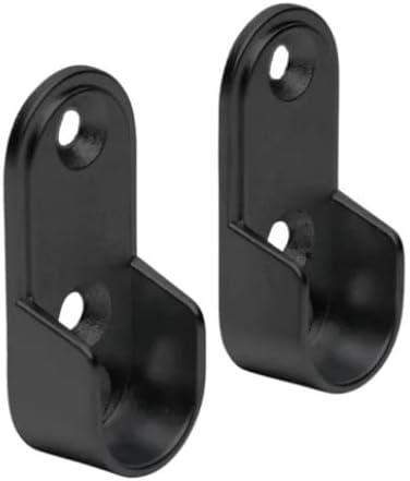 1 Pair Oval Metal Wardrobe Rod Tube Open End Support Cap Flanges with Installation Screws