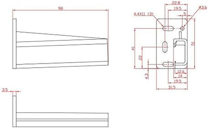One Pair HR9000RL Rear Drawer Track Socket Mounting Back Plates Brackets, Plastic, White - Sold in Pair (Left and Right)
