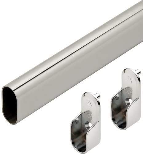 Steel Polished Chrome Oval Wardrobe Tube with Two End Caps – Durable Closet Rod for Clothes Hanging