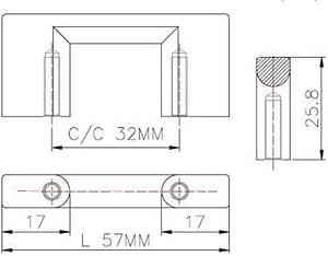 Richelieu Hardware 1-1/4 in (32 mm) Center-to-Center Modern Cabinet Drawer Pull Matte Black