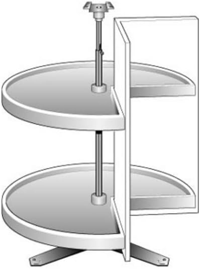 Vauth-Sagel Pie-Cut Door-Mounted Polymer 2-Shelf White Lazy Susan for Diagonal Corner Base Cabinets