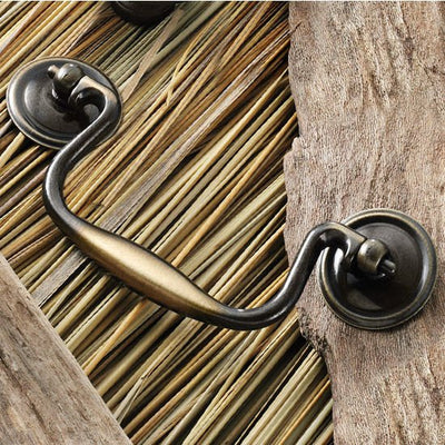 4" Center - to - Center Classic Drop Knocker Bail Cabinet Handle Drawer Pull Antique English - KI Home