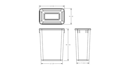 4 - Pack Replacement Plastic Trash Cans (Choose Size & Color) - KI Home