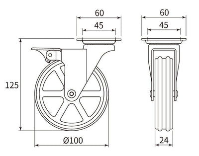 4 - ProPack Heavy - Duty Rustic Iron Caster Swivel Wheels with Brakes for Furniture, Industrial, and DIY Projects - KI Home