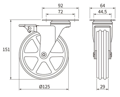 4 - ProPack Heavy - Duty Rustic Iron Caster Swivel Wheels with Brakes for Furniture, Industrial, and DIY Projects - KI Home