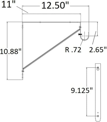 One Premium Heavy-Duty Wall Closet Shelf and Rod Bracket Support for up to 1-1/2" Diameter Round Wardrobe Rods