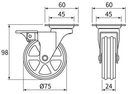 4-ProPack Heavy-Duty Rustic Iron Caster Swivel Wheels with Brakes for Furniture, Industrial, and DIY Projects