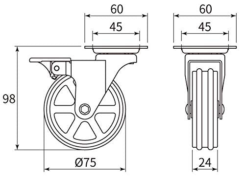 4-ProPack Heavy-Duty Rustic Iron Caster Swivel Wheels with Brakes for Furniture, Industrial, and DIY Projects