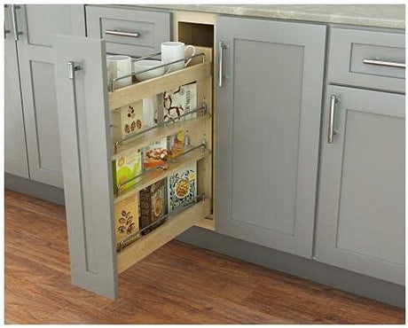 3" or 6" Fully Encased Base Cabinet Filler Pullout with Adjustable Shelves and Premium Soft Close Slides and Door Mounting Brackets