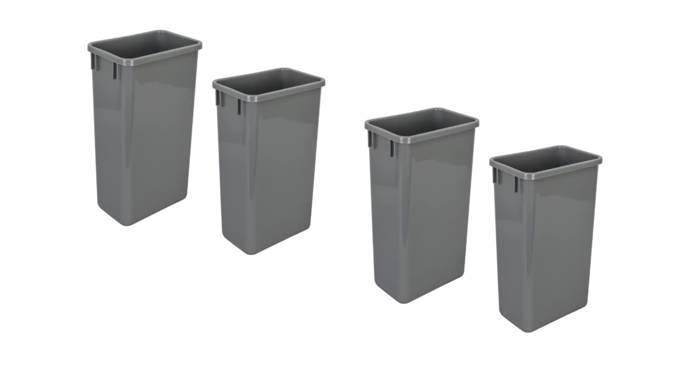 4-Pack Replacement Waste Plastic Trash Cans - Indoor Garbage Bins for Kitchen, Home, Office & Commercial Use