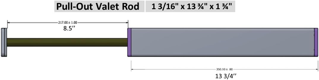 Richelieu Designer Wardrobe Reversible Closet Valet Rod with 8.5 Inch Pullout Extension