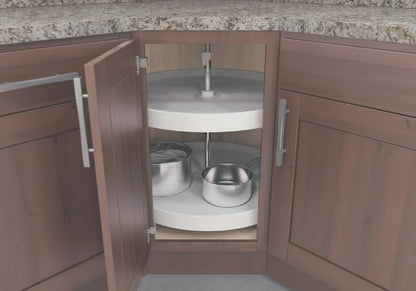Vauth-Sagel Full-Round Polymer Independently Rotating 2-Shelf Lazy Susan Set for Diagonal Corner Base Cabinets