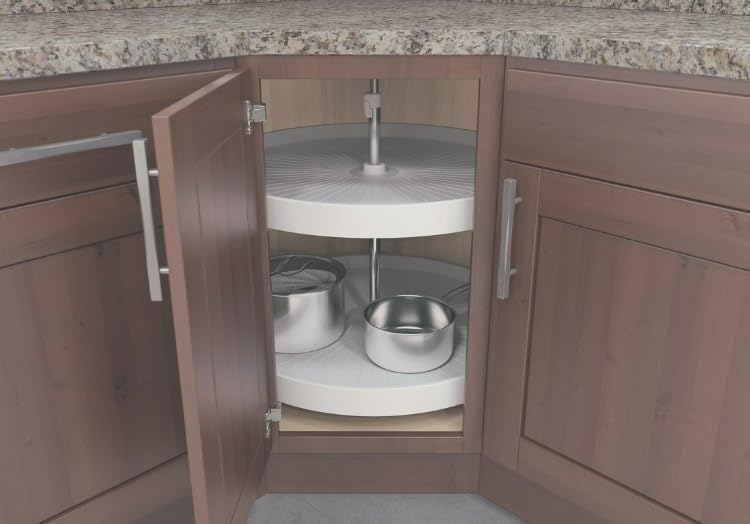 Vauth-Sagel Full-Round Polymer Independently Rotating 2-Shelf Lazy Susan Set for Diagonal Corner Base Cabinets