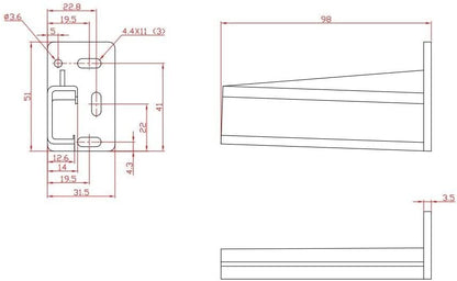 One Pair HR9000RL Rear Drawer Track Socket Mounting Back Plates Brackets, Plastic, White - Sold in Pair (Left and Right)