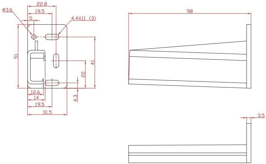 One Pair HR9000RL Rear Drawer Track Socket Mounting Back Plates Brackets, Plastic, White - Sold in Pair (Left and Right)