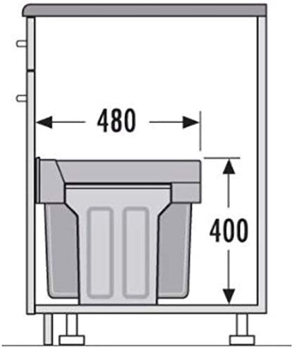 Hailo Tandem 30 Liters Pullout Bottom Mount Double Bin Trash System with Over Travel Slides Made in Germany