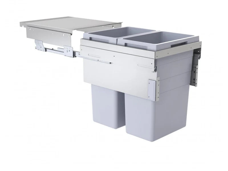 Hailo US Cargo 18 Full Access 54 Liters Waste Bin Soft-Close Pull-Out Organize Space Saver Organizer (2 x 37 Liter Bins)