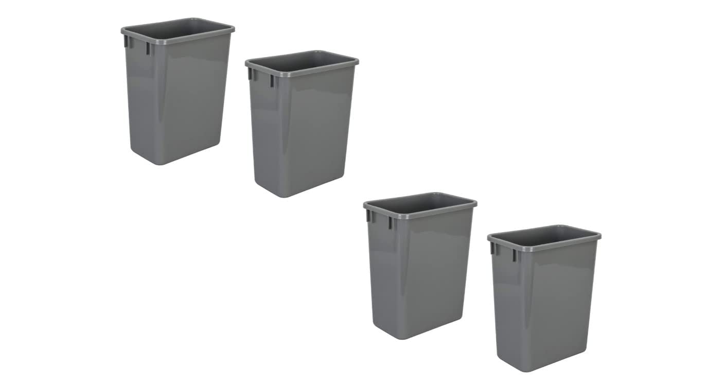 4-Pack Replacement Waste Plastic Trash Cans - Indoor Garbage Bins for Kitchen, Home, Office & Commercial Use