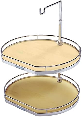 Kessebohmer Twister D-Shaped Nonslip 2-Shelf Revolving Lazy Susan Set for Upper Wall Corner Cabinets Height 25 15/16" – 30 1/2"