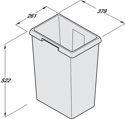 Hailo 38 liters Large Replacement Waste Bin Euro Cargo Trash for Commercial and Residential use 40.15 Quart Capacity
