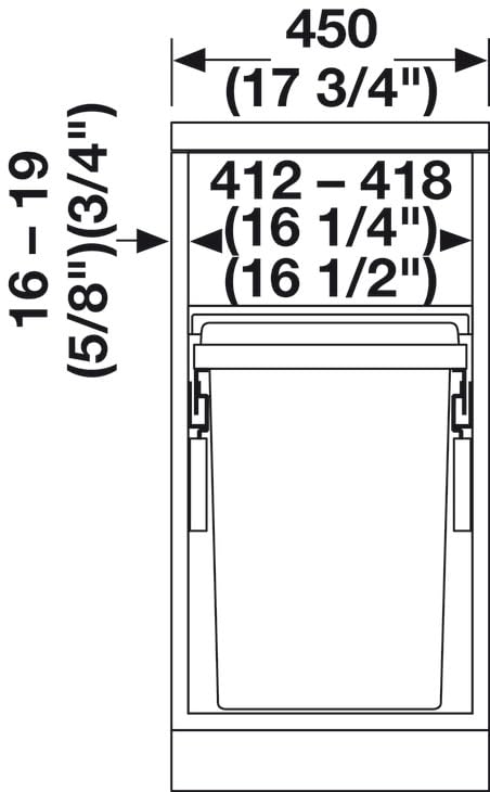 Hailo Kitchen Cabinet 2 x 38 Liters Double Waste Bin Sorter Euro-Cargo 45 with Soft-Close Telescopic Over Extension Pullout Slides and DoorKit