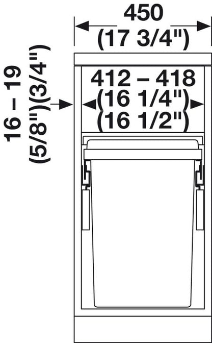 Hailo 2 x 38 Liters Double Waste Bin Sorter Euro-Cargo 45 with Soft-Close Telescopic Over Extension Pullout Slides and DoorKit