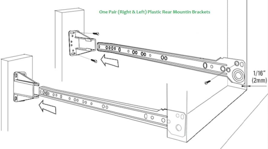 One Retail Pack (2 Pieces) White Drawer Slide Rear Socket Blum Euro Cabinet Drawer Slides, Right & Left with Installation screws