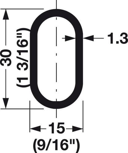 TAG Hardware 3-Piece Kit Oval Wardrobe Tube Closet Rod with End Caps Matte Black 18 inches to 96 inches Lengths