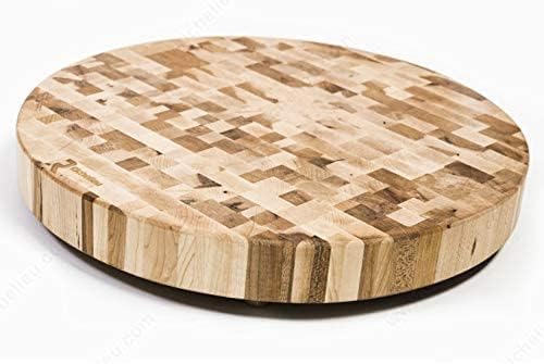Richelieu Butcher Block Extra Large 18 x 18 x 2 Inches Canadian Maple Round End Grain Chopping Butcher Block with Free Application Kit