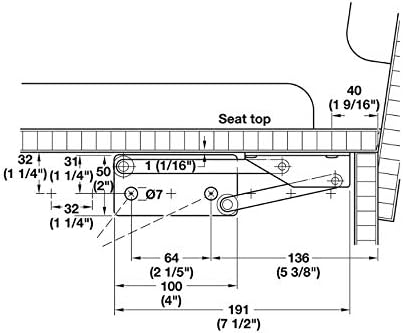 Heavy-Duty Steel Bench Seat Hinges with Spring for Seat Tops Weighing 8 - 12 kg (17.6 – 26.4 lbs) - Pair (Left and Right) Made In Hungary