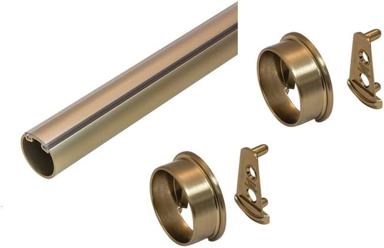 TAG Hardware Premium 1-5/16” Diameter Round Wardrobe Closet Rod with End Supports and Protective Insert Cap