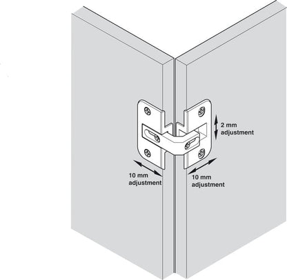 Heavy-Duty Full Inset Adjustable Concealed Pie-Cut Corner Cabinet Door Hinge – 78° Opening