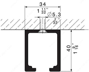 HAWA Upper Running Track Rail Symmetric Telescopic, pre-drilled for Sliding Door Unit