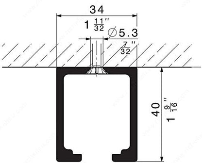 HAWA Junior 80 Upper Running Track Rail Symmetric Telescopic, pre-drilled for Sliding Door Unit