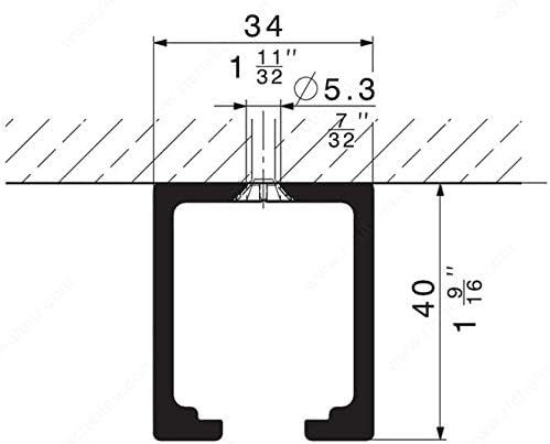 HAWA Junior 80 Upper Running Track Rail Symmetric Telescopic, pre-drilled for Sliding Door Unit