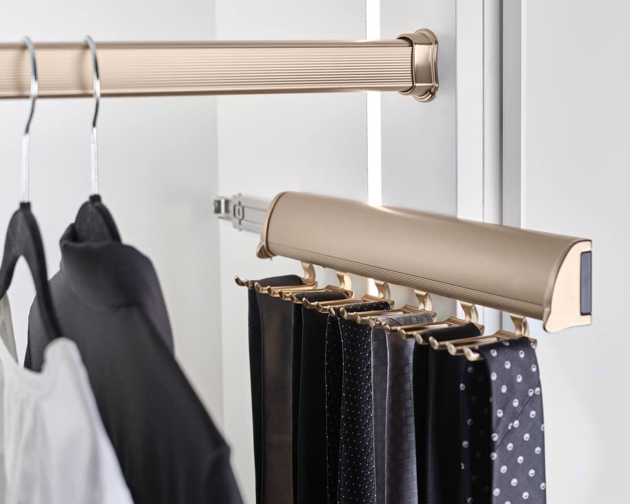 TAG Hardware Designer 15-Hook Tie Rack Closet Organizer with 11.75 Inch Extension