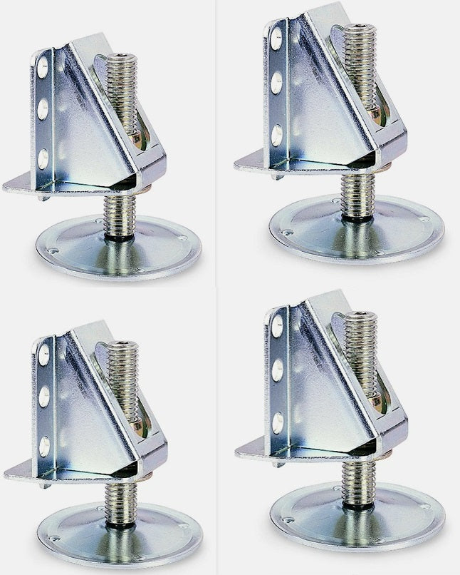 4-Pack Heavy Duty Adjustable Furniture Leg Leveler Foot Brackets – 800 lbs. Capacity, Steel Construction