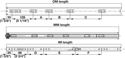 5 - Case ProPack Häfele Matrix BB A45 Full Extension Side - Mounted Steel Ball Bearing Drawer Slide Runners with Rear Brackets - KI Home
