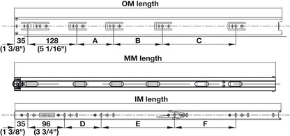 5 - Case ProPack Häfele Matrix BB A45 Full Extension Side - Mounted Steel Ball Bearing Drawer Slide Runners with Rear Brackets - KI Home