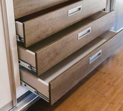 5 - Case ProPack Häfele Matrix BB A45 Full Extension Side - Mounted Steel Ball Bearing Drawer Slide Runners with Rear Brackets - KI Home