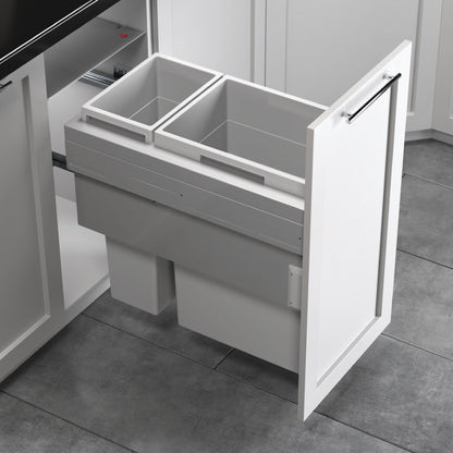 Hailo US Cargo 15 Full Access 52 Liters Waste Bin Soft-Close Pull-Out Organize Space Saver Organizer (1 x 37 + 1 x 15 Liter Bins)