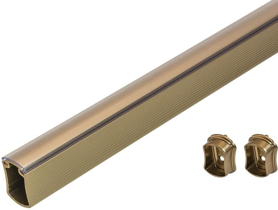 TAG Hardware Premium Concave Wardrobe Closet Rod with End Supports and Protective Cap 18 inches to 92 inches Lengths