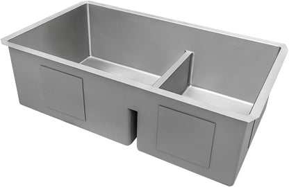 Ruvati 28-inch Low-Divide RVH7255 Undermount Tight Radius 60/40 Double Bowl 16 Gauge Stainless Steel Kitchen Sink