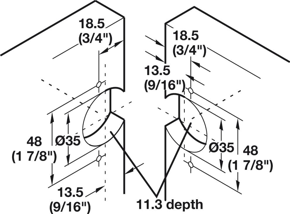 Heavy-Duty Full Inset Adjustable Concealed Pie-Cut Corner Cabinet Door Hinge – 78° Opening