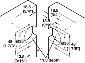 Heavy Duty Full Inset Adjustable Concealed Pie-Cut Corner Cabinet Door Hinge with 78 Degree Opening Angle