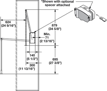 Hafele Heavy-Duty Pull Down Wardrobe Closet Rod Lift - 33 LB Load Capacity in White, Chrome, or Black