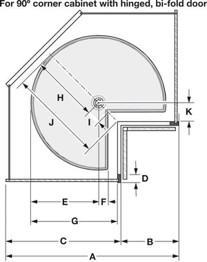 Vauth-Sagel Kidney Polymer Independently Rotating 2-Shelf Lazy Susan Set for for Corner Base Cabinet