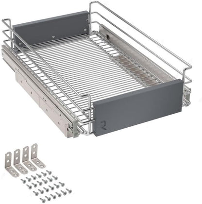 Heavy-Duty Steel Adjustable Pullout Wire Basket Pots, Pans, Lid Cookware, Pantry Cabinet Organizer