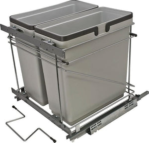 Salice Double Bin Full Extension Pullout Trash System with Soft Close and Door Mount Brackets for Base Cabinets