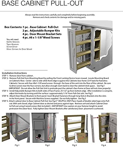 Häfele Soft-Close Base Cabinet Pullout Organizer with Adjustable Wood Shelves, Chrome Rails & Door Mount Brackets